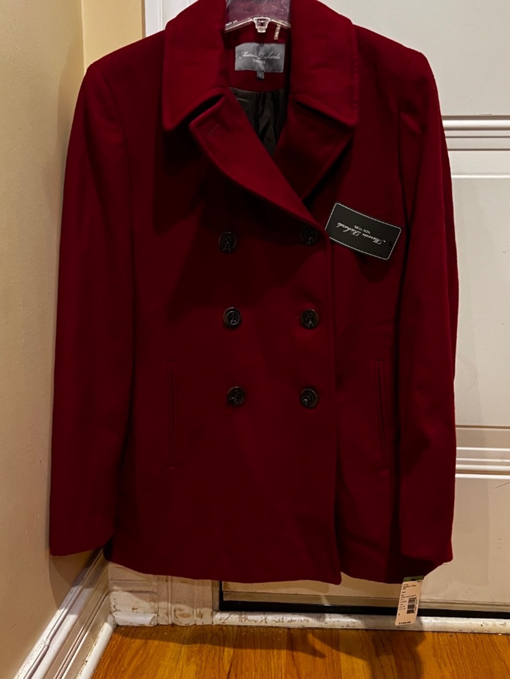 NWT Red Wool Pea Jacket size L